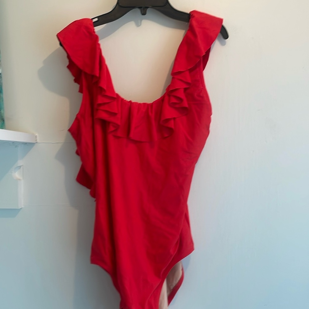 J.Crew Ruffle scoop back one piece swim